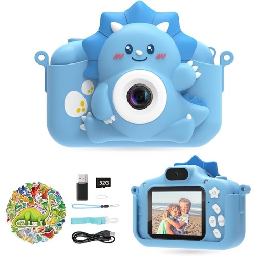 Kinderkamera, HiMont Digitalkamera Kinder mit 32GB TF-Karte & 2.0”-Bildschirm, 1080P Kinder Kamera & Selfie-Videokamera, Geschenke für Geburtstag Weihnachten, Spielzeug für 3-12 Mädchen Jungen (Blau)